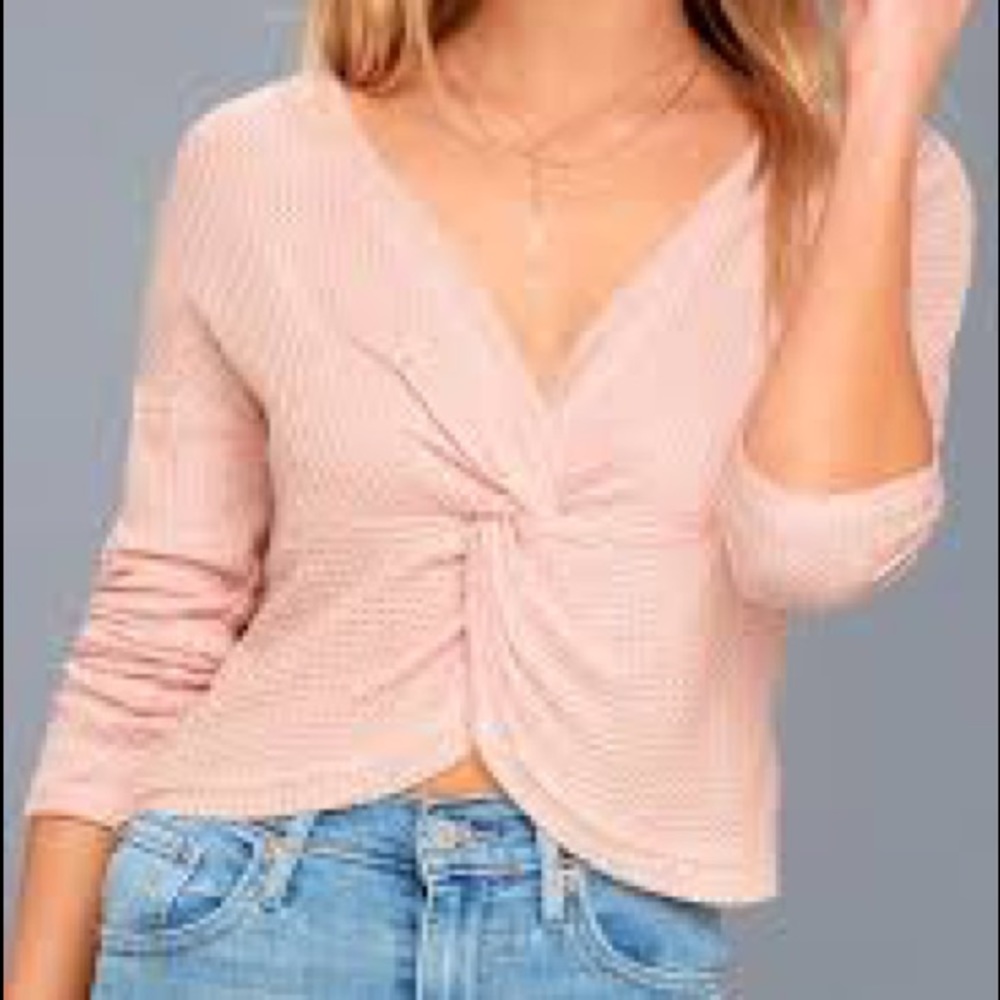 Lulus Cropped Sweater in Blush